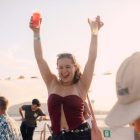 Girl having the time of her life on the boat